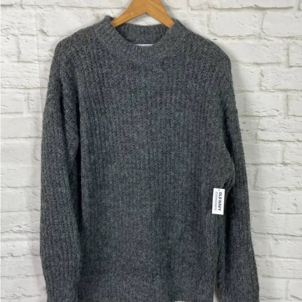 Old Navy Shaker Knit Crewneck Sweater XXL Gray NWT Cozy Chunky